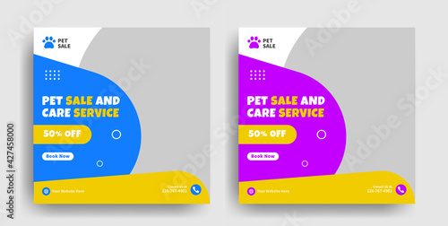 pet care, sale and service social media post and web banner template