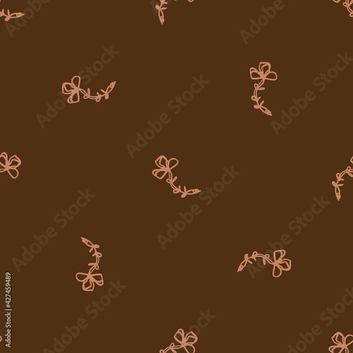 Seamless minimalist doodle flower pattern background. Calm two tone color wallpaper. Simple modern scandi unisex baby design. Organic childish gender neutral baby all over print. Hand drawn floral.
