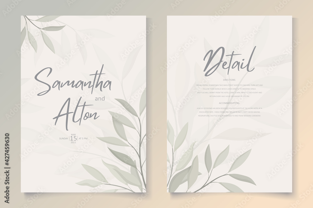 Set of elegant floral wedding invitation design