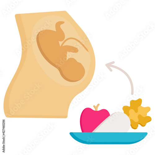 Nutrient intake Concept, Dietary planning Vector color Icon Design, In Vitro Fertilization Symbol on White Background, Pregnancy and obstetrician Sign, test tube baby procedure stock illustration