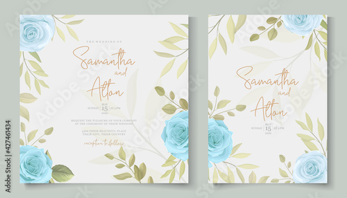Set of elegant floral wedding invitation design