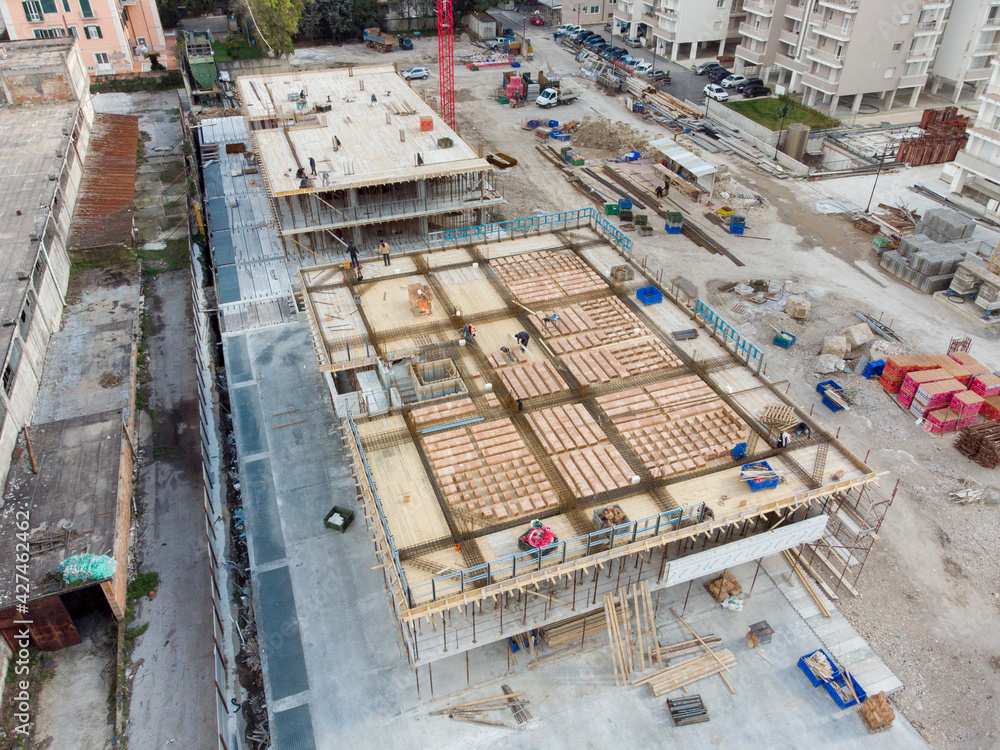 construction site seen from above photographed with drone