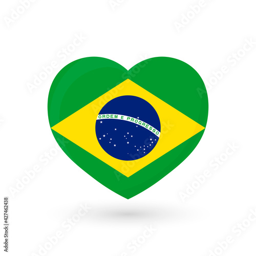 Heart symbol, flag of Brazil, vector illustration