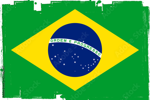 Flag of Brazil, banner with grunge brush