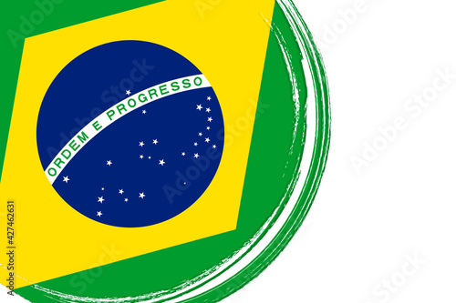 Flag of Brazil, banner with grunge brush