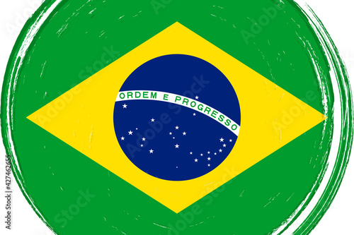 Flag of Brazil, banner with grunge brush