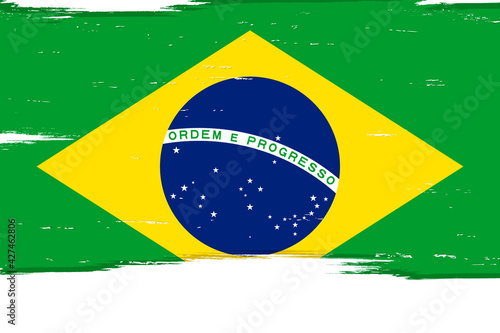 Flag of Brazil, banner with grunge brush