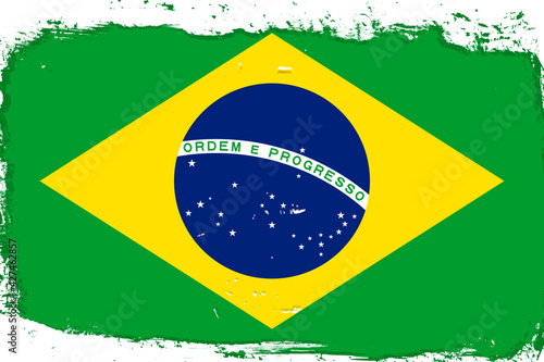 Flag of Brazil, banner with grunge brush