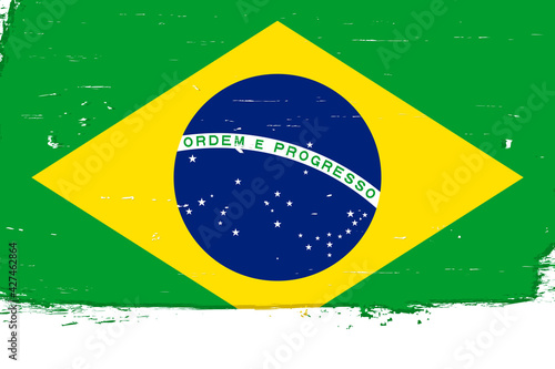 Flag of Brazil, banner with grunge brush