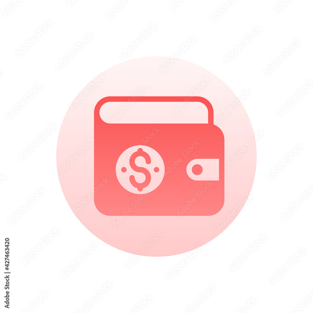 Wallet Vector Gradient Round Icon. Hotel and Services Symbol EPS 10 