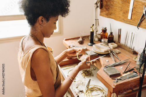 Ornament designer at work in workshop photo