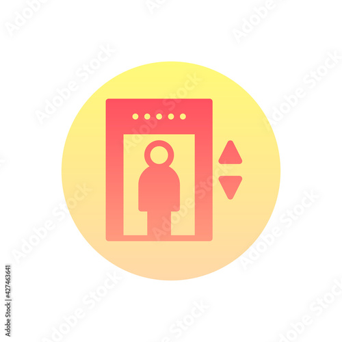 Hotel Lift Vector Gradient Round Icon. Hotel and Services Symbol EPS 10 