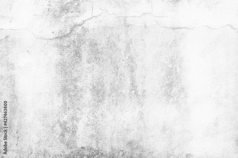 Water Stain and Crack on White Concrete Wall Texture Background.