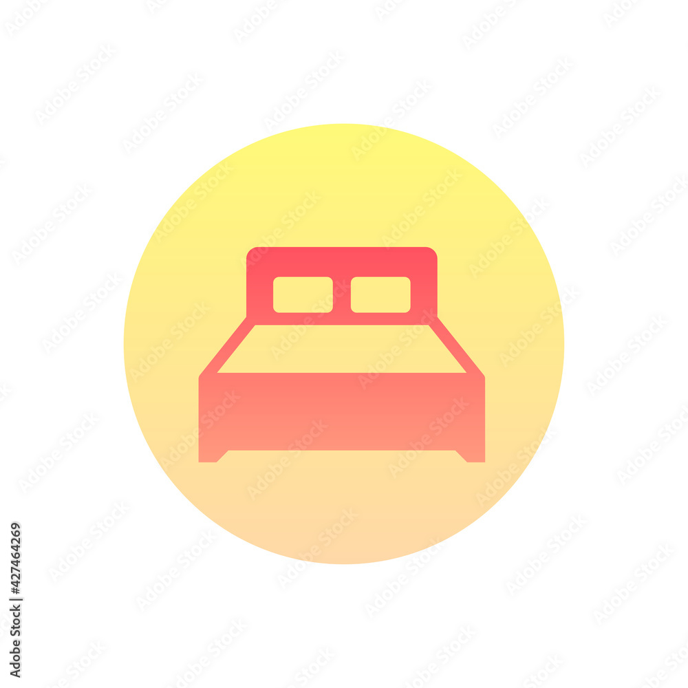 Bedroom Vector Gradient Round Icon. Hotel and Services Symbol EPS 10 Bedroom Vector Gradient Round Icon. Hotel and Services Symbol EPS 10