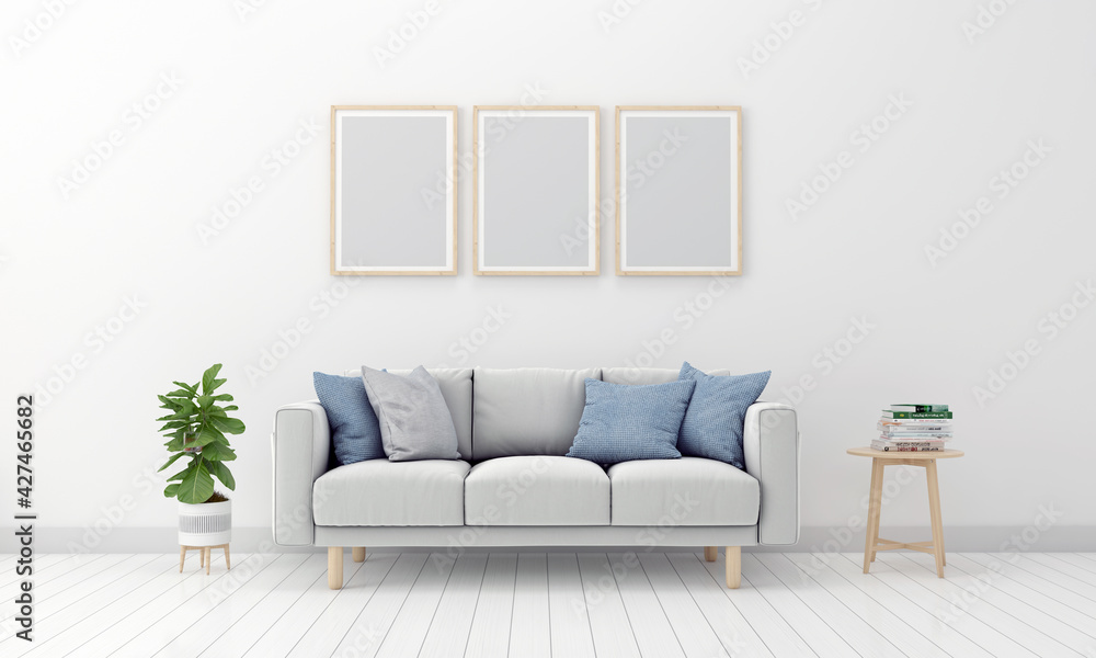 Realistic Mockup 3D Rendered Interior of Modern Living Room with Sofa - Couch and Table Realistic Mockup 3D Rendered Interior of Modern Living Room with Sofa - Couch and Table