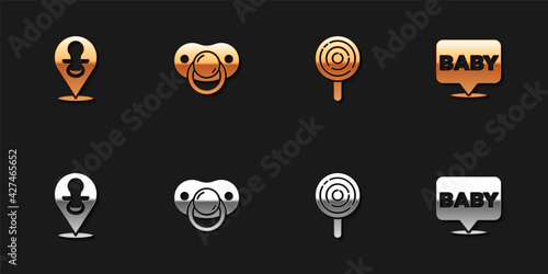 Set Baby dummy pacifier, , Lollipop and icon. Vector