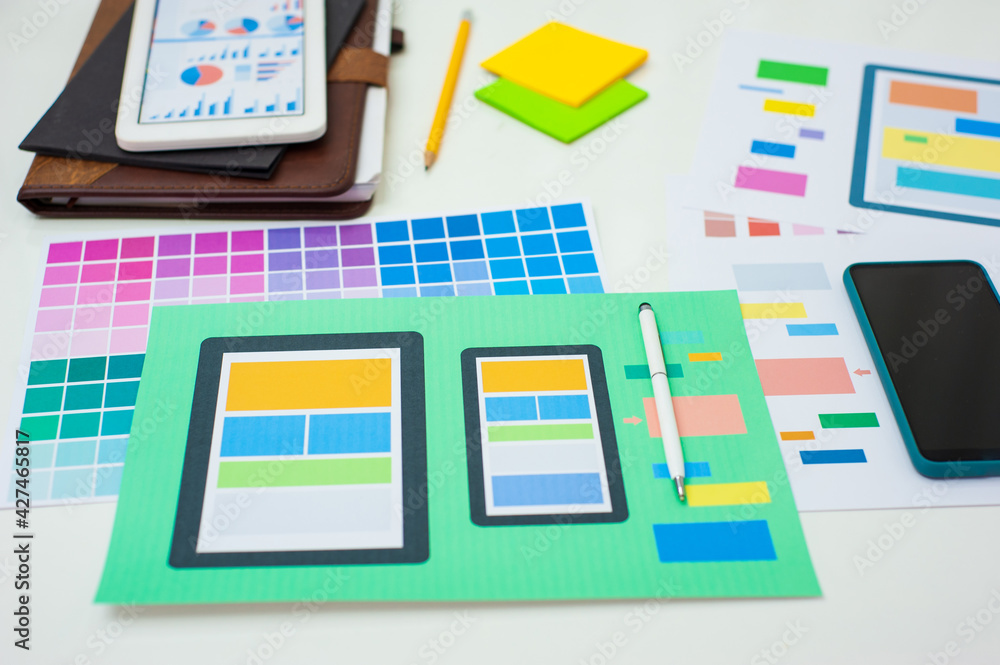 Mobile application layout design and color. Mobile application layout design and color.