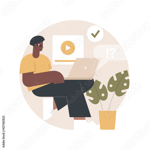 Digital learning abstract concept vector illustration. Digital distance education, elearning, flipped smart classroom, training courses, online teaching, video call, home office abstract metaphor.