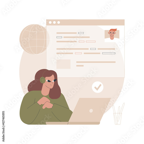 Online tutor abstract concept vector illustration. On demand homework, teacher online, home school, personal learning, video call, watch webinar, write notes, prepare for exam abstract metaphor.