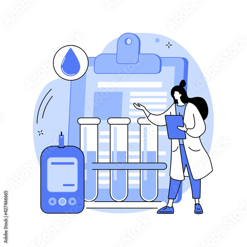 Diabetes exam results abstract concept vector illustration.