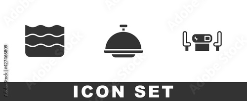Set Wave, Covered with tray and Poker table icon. Vector
