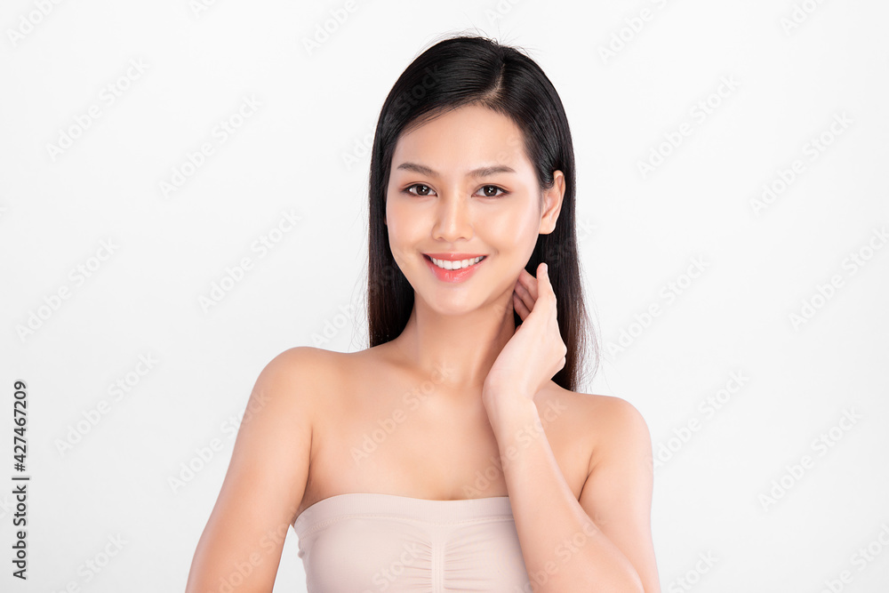 Beautiful young asian woman with clean fresh skin on white background, Face care, Facial treatment, Cosmetology, beauty and spa, Asian women portrait Beautiful young asian woman with clean fresh skin on white background, Face care, Facial treatment, Cosmetology, beauty and spa, Asian women portrait