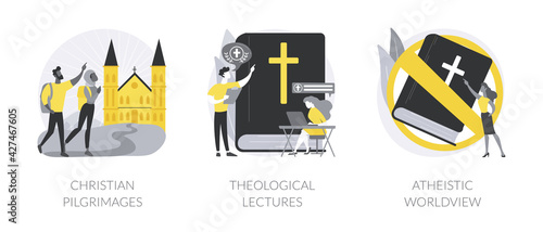 Religious doctrine abstract concept vector illustrations.