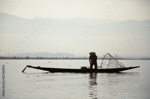 True fishing at Inle lake in Myanmar 