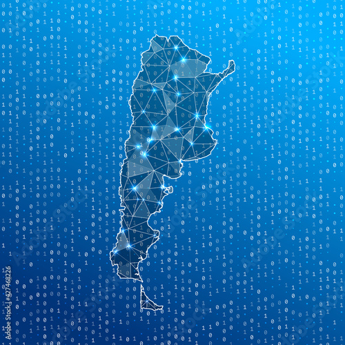 Network map of Argentina. Country digital connections map. Technology, internet, network, telecommunication concept. Vector illustration.