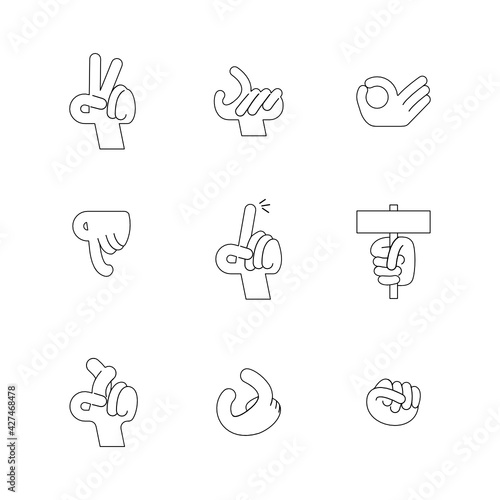 Hand icons. Hand gesture icon set of various shapes