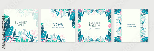Collection of abstract background designs, summer sale, social media promotional content for social media post and stories. Vector illustration