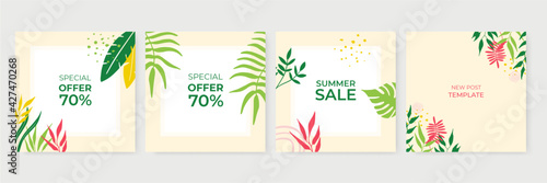 Collection of abstract background designs, summer sale, social media promotional content for social media post and stories. Vector illustration