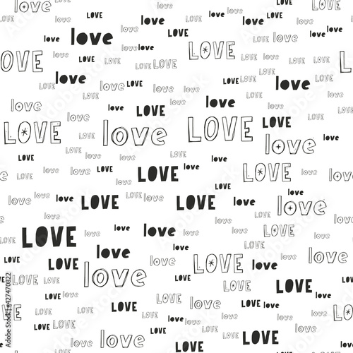 Vector handmade lettering signs LOVE - seamless pattern