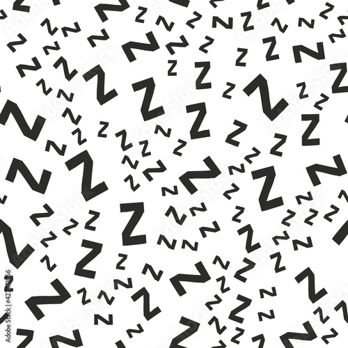 Seamless pattern with cartoon letters z. Can be used for wallpaper, pattern fills, greeting cards, web page backgrounds, scrap booking and textile or fabric. Vector illustration. EPS 10.