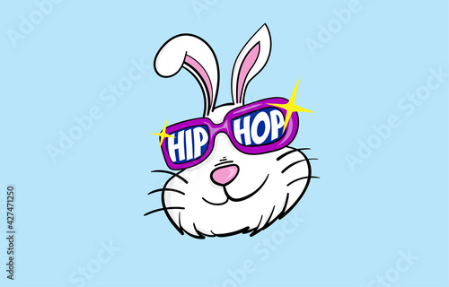 Cool bunny easter . Vintage vector typography poster with hand drawn text