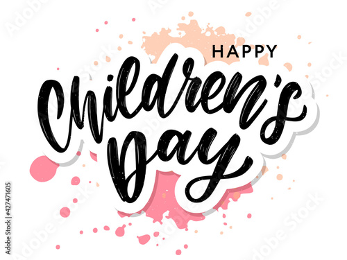 Children's day vector background. Happy Children's Day title. Happy Children's Day inscription. photo