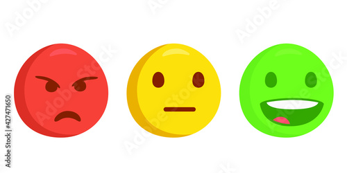 Emoji Ranking Satisfaction Illustration Symbols. Head Emoticon Measurement Concept Icons.