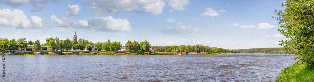 Panoramic view of quay on cloudy summer day Panoramic view of quay on cloudy summer day
