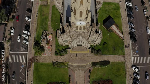 aerial image with drone dji Mavic 2 pro of the stone cathedral in the city of Canela Rio Grande do Sul photo