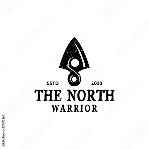 Vintage Retro Rustic Arrowhead Spear Hunting Hipster Logo Design