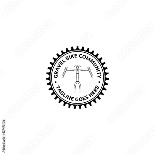 Gravel Bike Silhouette Bicycle Emblem Stamp Logo Design Vector