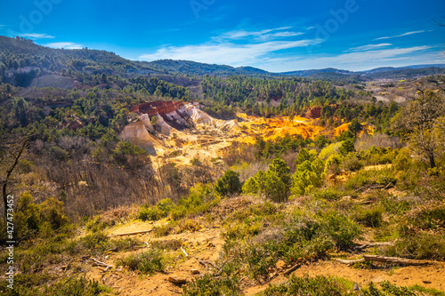 Colorado de Rustrel, also known as the Colorado Provencal, an old ocher quarry in Rustrel France