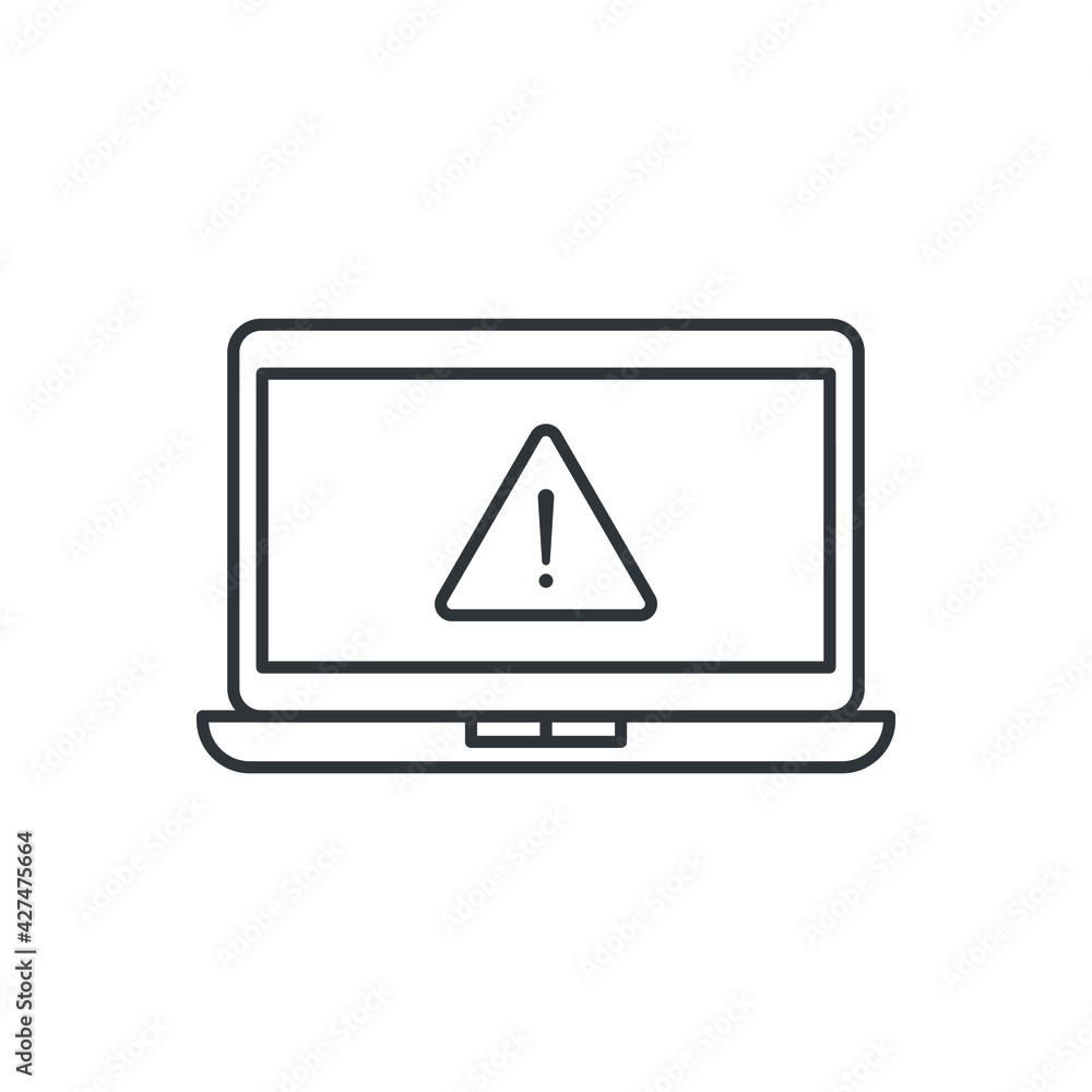 Computer error line icon isolated on white background. Vector illustration Computer error line icon isolated on white background. Vector illustration