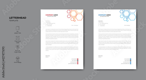 Abstract corporate professional letterhead design.