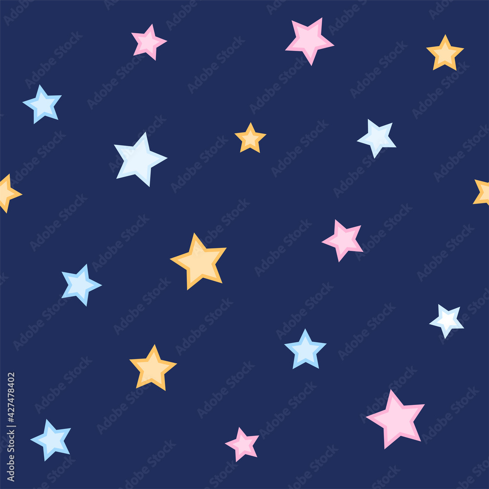 Seamless pattern of stars on blue background. Seamless pattern of stars on blue background.