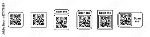 QR code set. Scan qr code. Scan me. Vector illustration.
