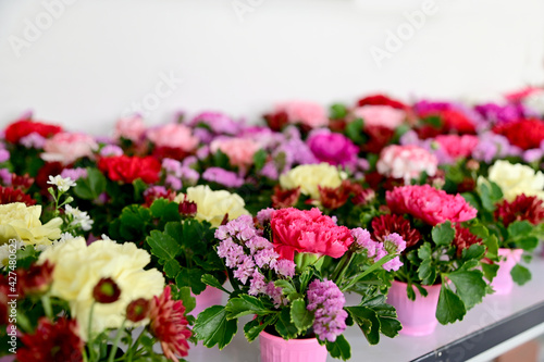 Wallpaper Mural Closeup of Fresh flowers in a vase at the church bangkok, thailand. Torontodigital.ca