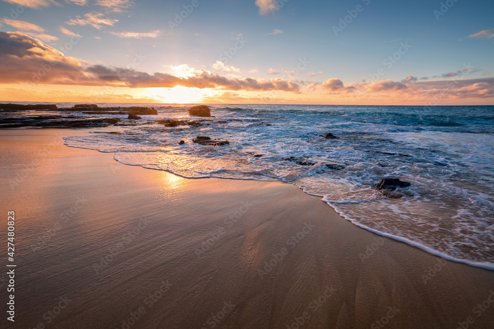 sunrise from Sandy Beach, Oahu, Hawaii