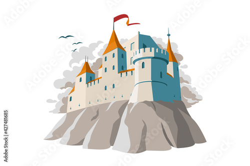 Fototapete Medieval castle on hill