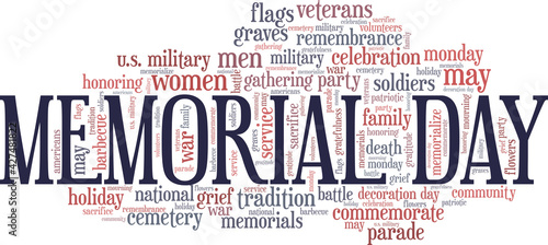 Memorial Day vector illustration word cloud isolated on a white background.